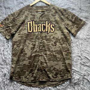 Arizona Diamondbacks Jersey Mens XL Brown Digital Camo MLB Baseball Button Front